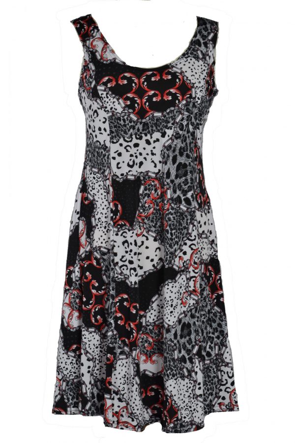 Stella Moretti jurk mouwloos grey panter